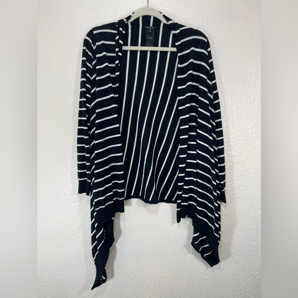 Lafayette 148 New York Striped Asymmetrical Cardigan Medium Minimalist Chic - Picture 10 of 10
